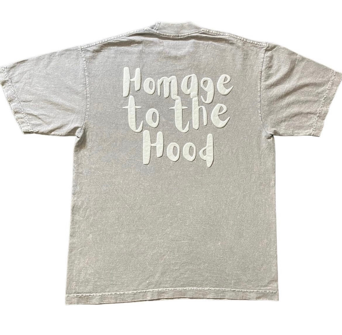 Ice Grey “Homage to the Hood” puff-tee
